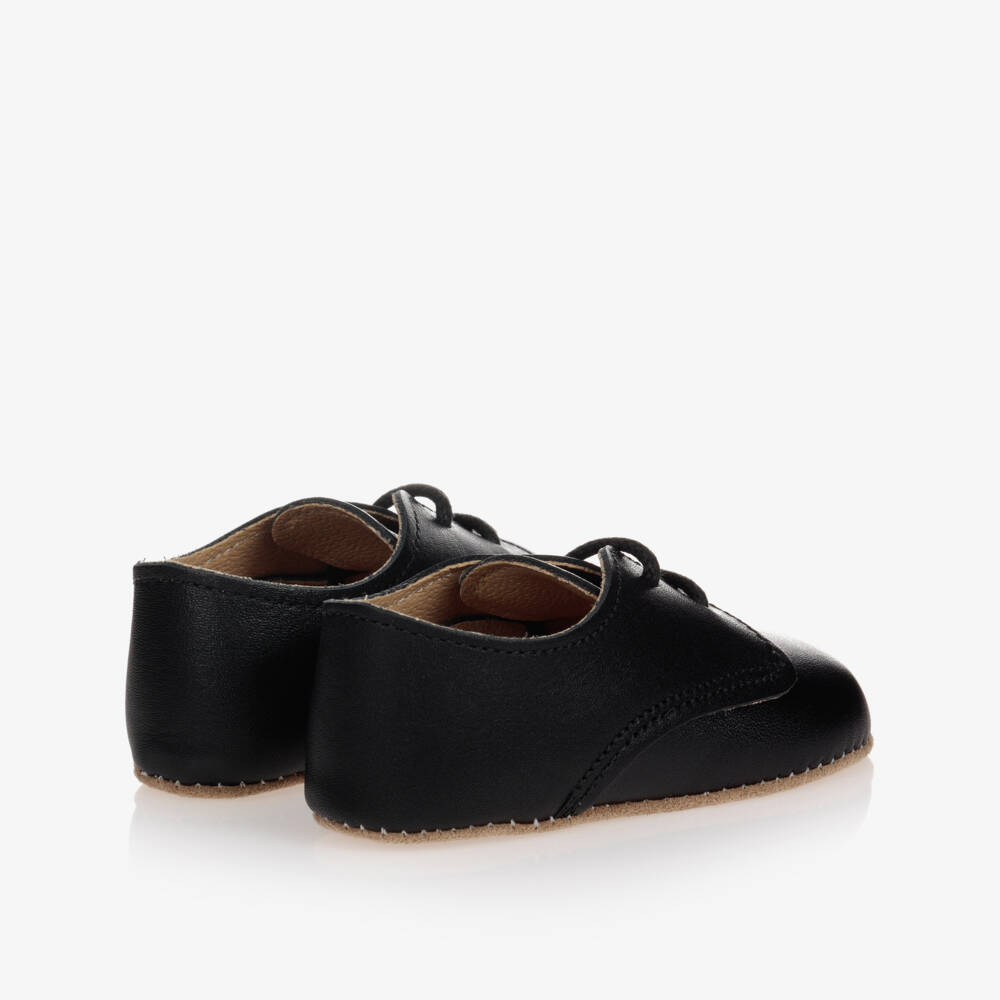 Early Days-Black Leather Lace-Up Pre-Walker Shoes | Childrensalon