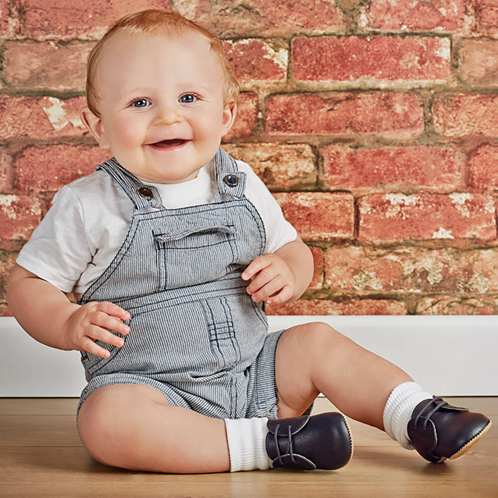Early Days-Black Leather Lace-Up Pre-Walker Shoes | Childrensalon