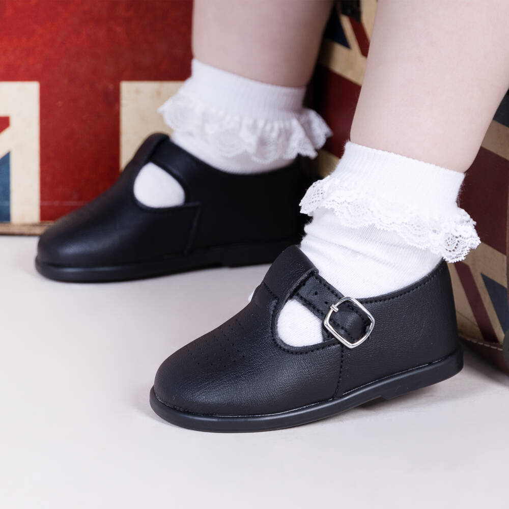 Early Days-Кожаные туфли черного цвета для мальчиков и девочек | Childrensalon