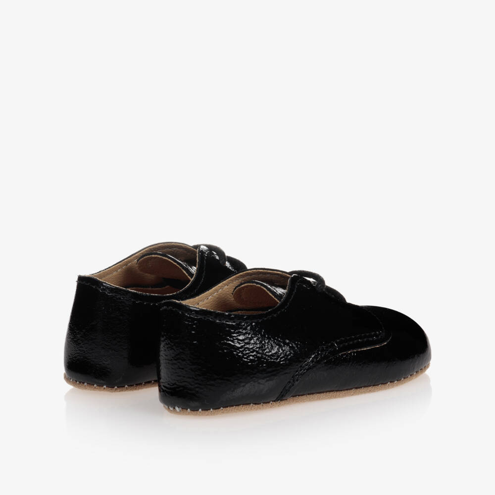 Early Days-Black Patent Leather Lace-Up Pre-Walker Shoes | Childrensalon