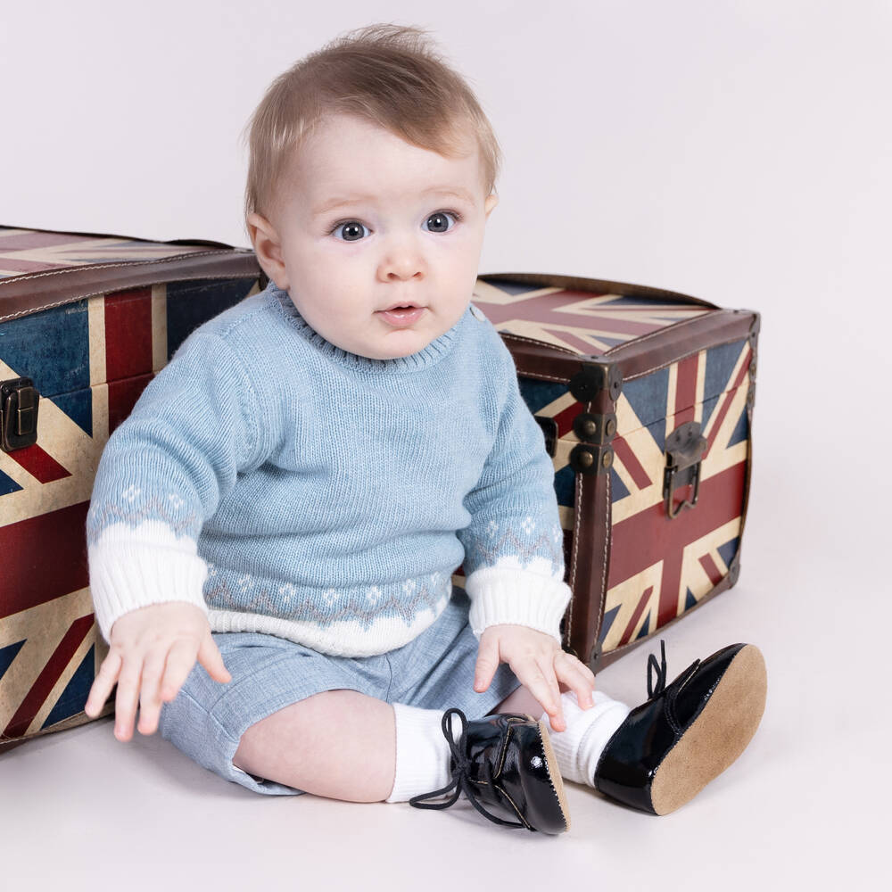 Early Days-Black Patent Leather Lace-Up Pre-Walker Shoes | Childrensalon