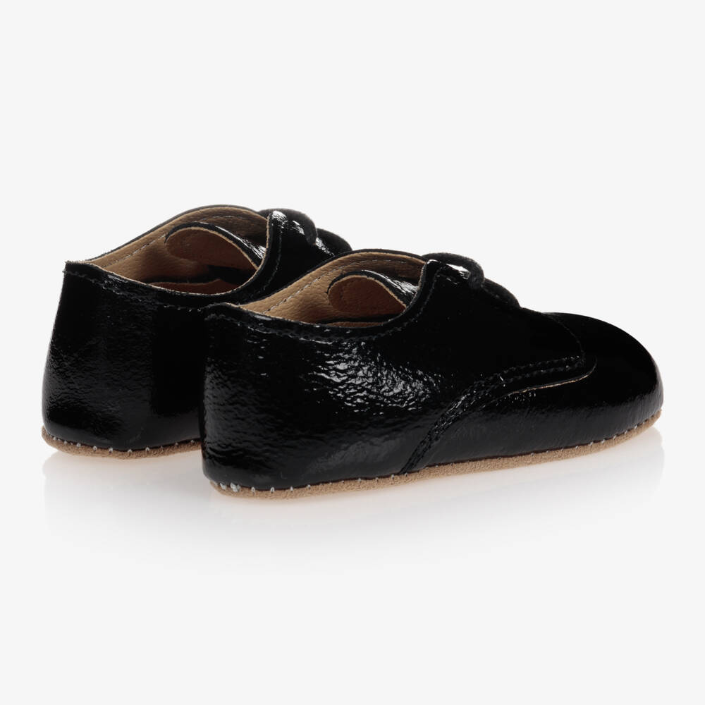 Early Days-Black Patent Leather Lace-Up Pre-Walker Shoes | Childrensalon