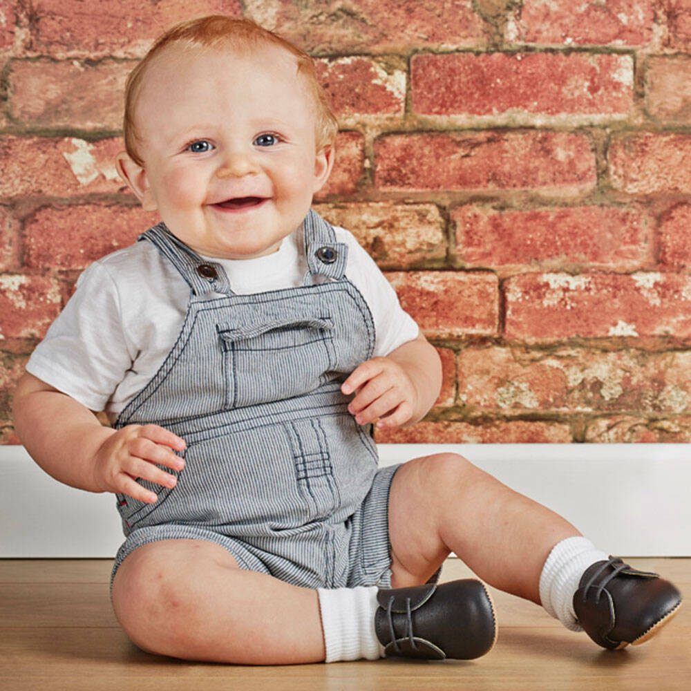 Early Days-Blue Leather Lace-Up Pre-Walker Shoes | Childrensalon