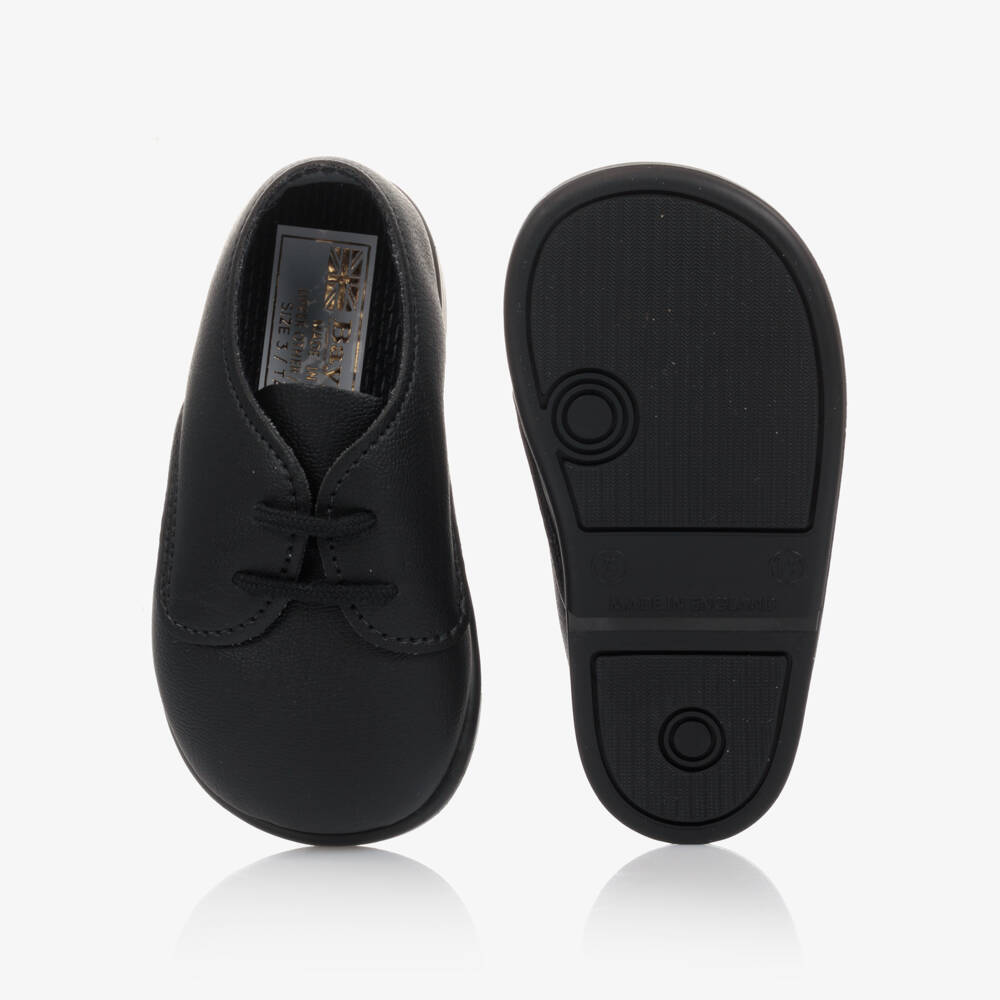 Early Days-حذاء جلد صناعي لون أسود لمرحلة بدء المشي للمواليد | Childrensalon