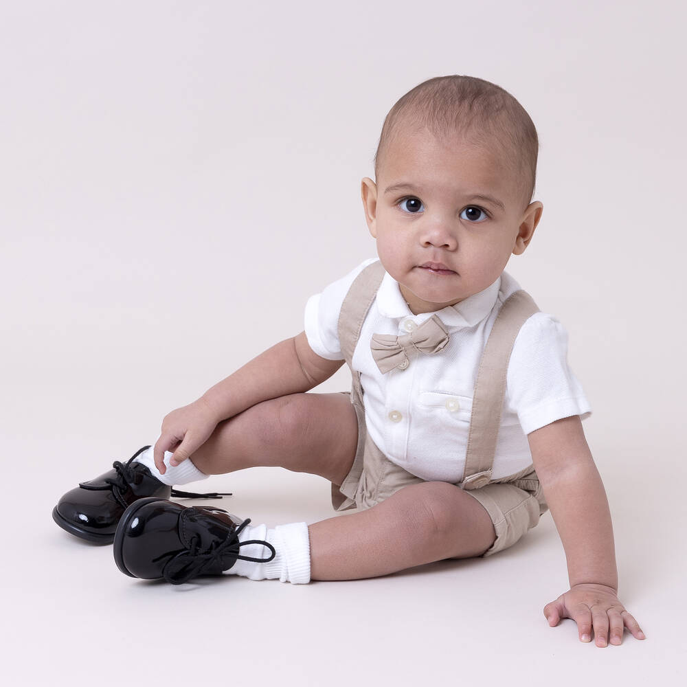 Early Days-Boys Black First Walker Shoes | Childrensalon