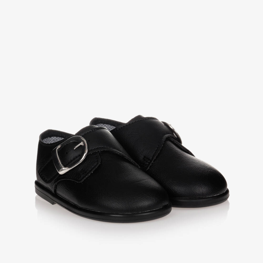 Early Days-Boys Black First-Walker Shoes | Childrensalon