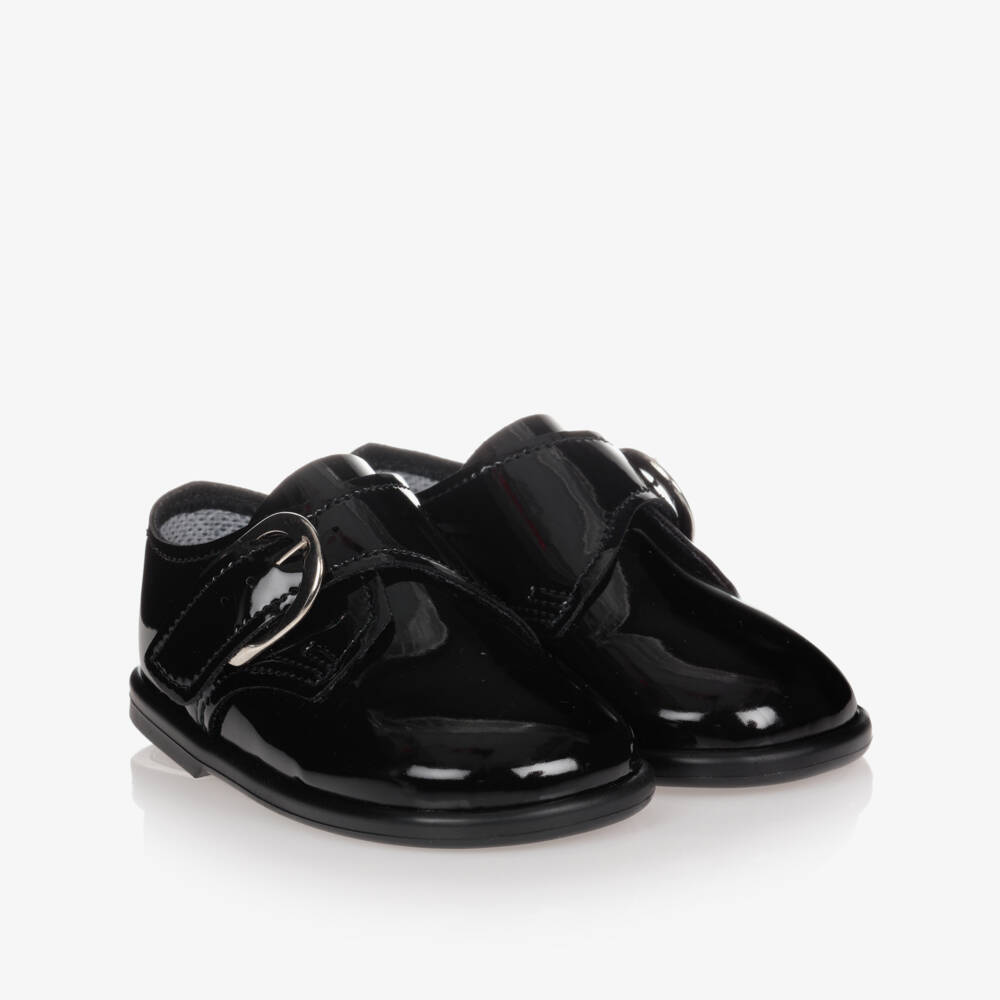 Early Days-Boys Black First-Walker Shoes | Childrensalon