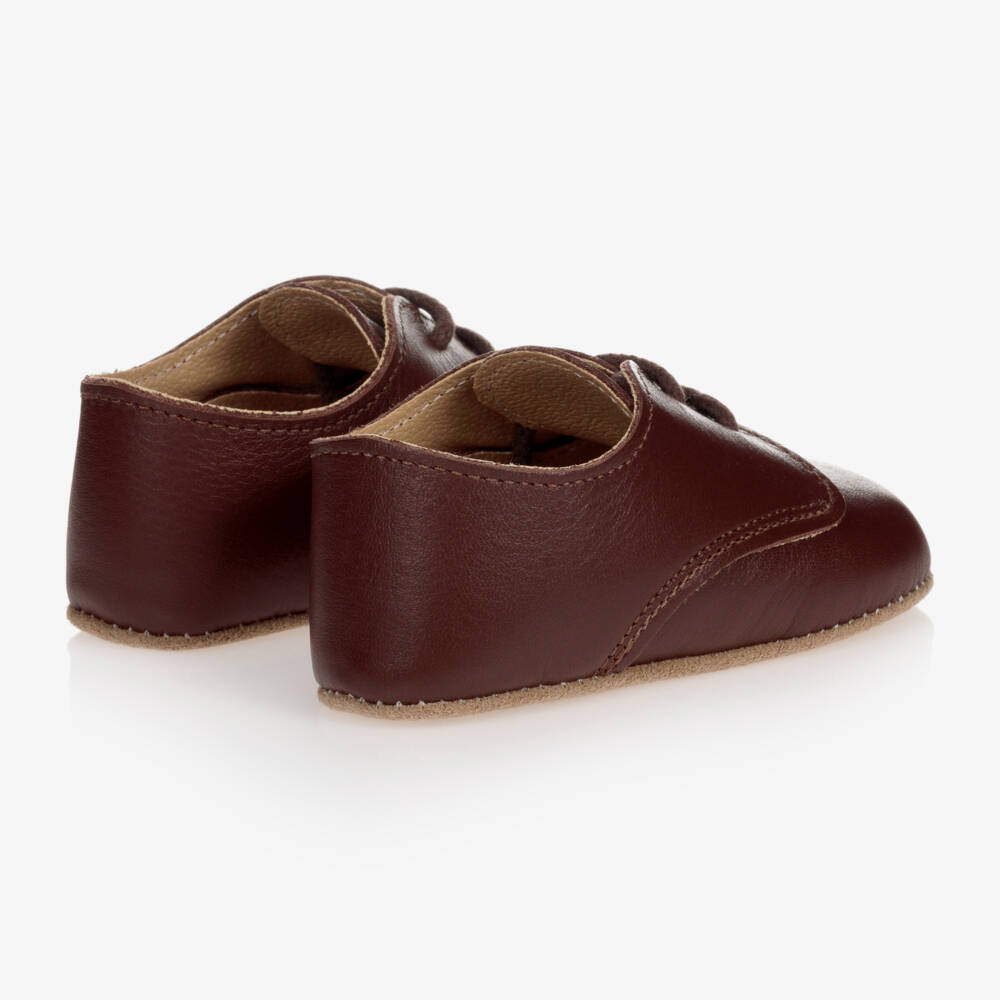 Early Days-Brown Leather Lace-Up Pre-Walker Shoes | Childrensalon