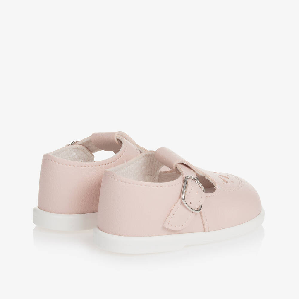 Early Days-Girls Pink Faux Leather T-Bar Shoes | Childrensalon