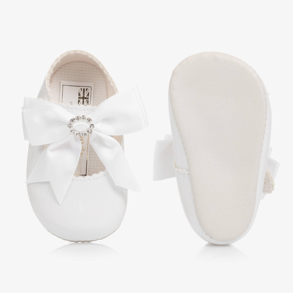 Early Days-Girls White Patent Faux Leather Pre-Walker Shoes | Childrensalon