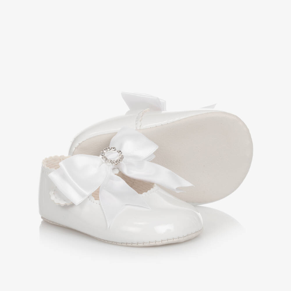 Early Days-Girls White Patent Faux Leather Pre-Walker Shoes | Childrensalon