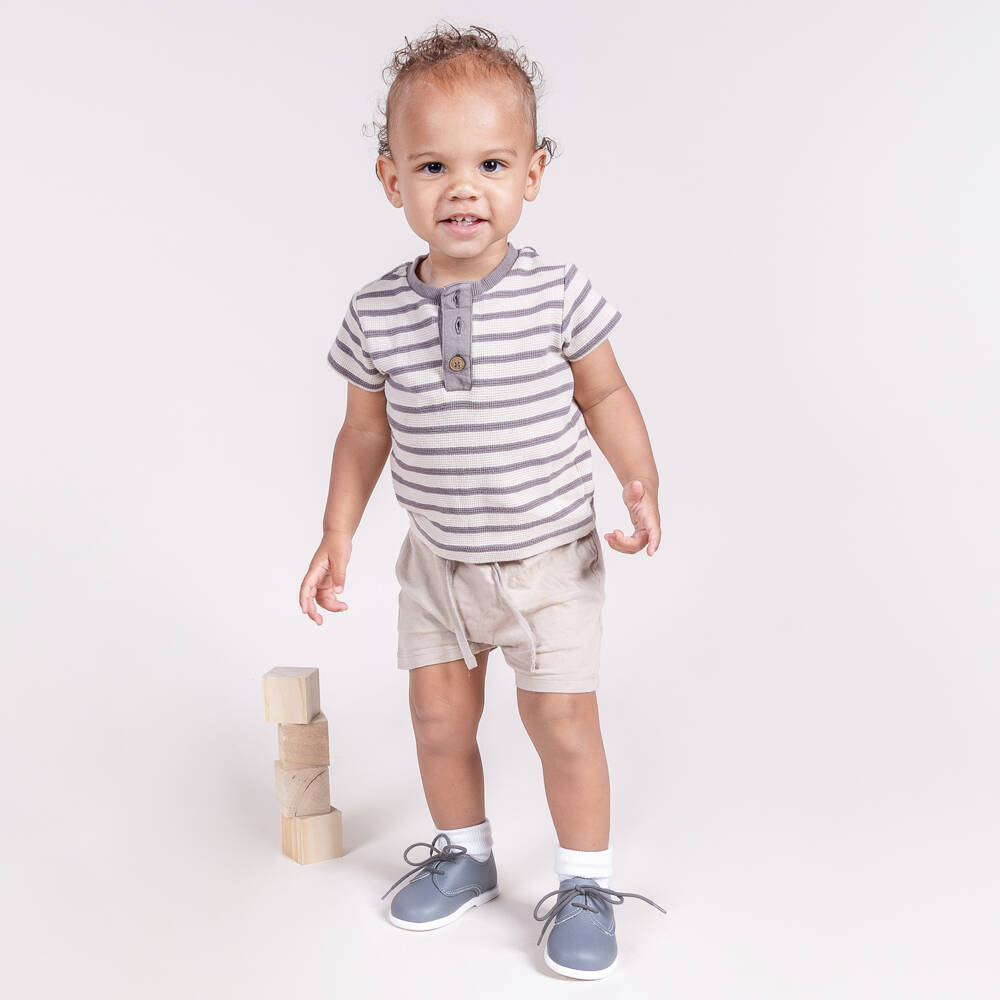 Early Days-Grey First Walker Lace-Up Shoes | Childrensalon