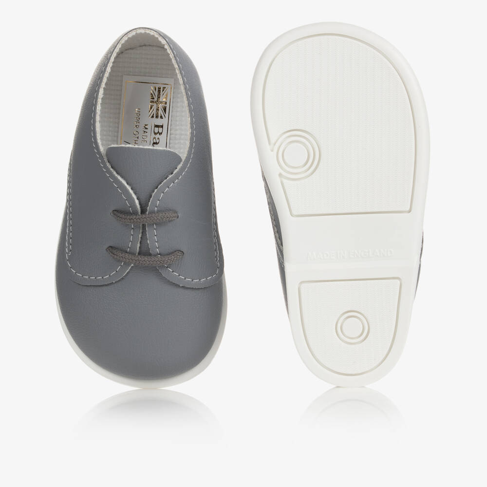 Early Days-Grey First Walker Lace-Up Shoes | Childrensalon