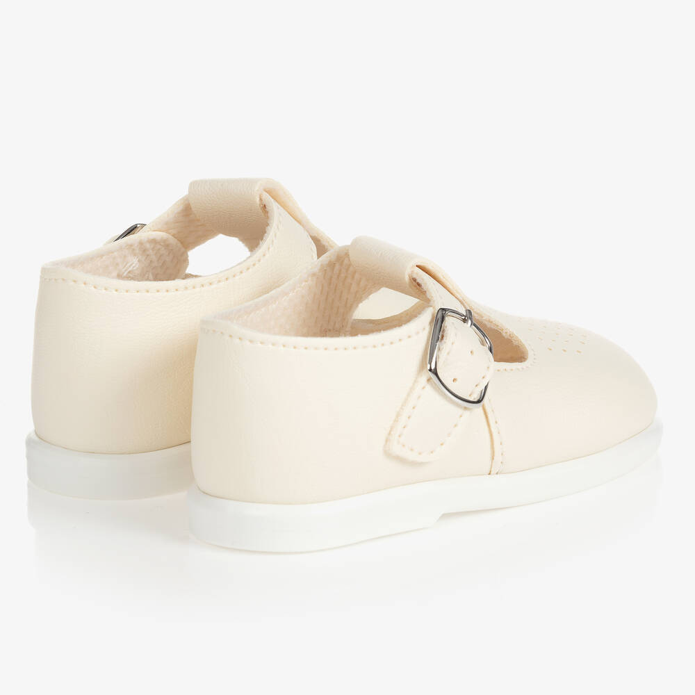 Early Days-حذاء جلد صناعي لون عاجي لمرحلة بدء المشي للأطفال | Childrensalon