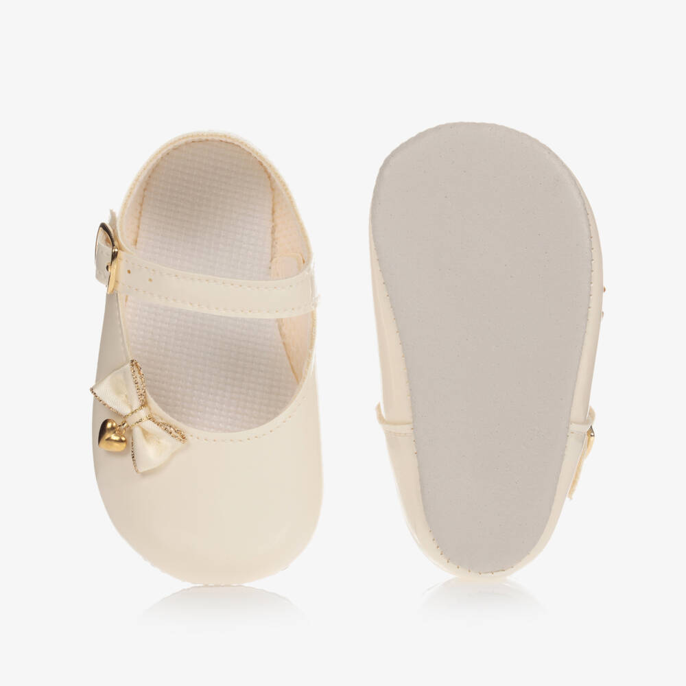 Early Days-Ivory Patent Faux Leather Pre-Walker Shoes | Childrensalon