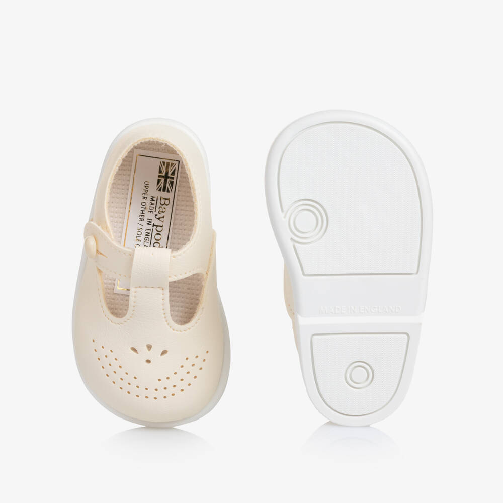 Early Days-Ivory T-Bar First Walker Shoes | Childrensalon