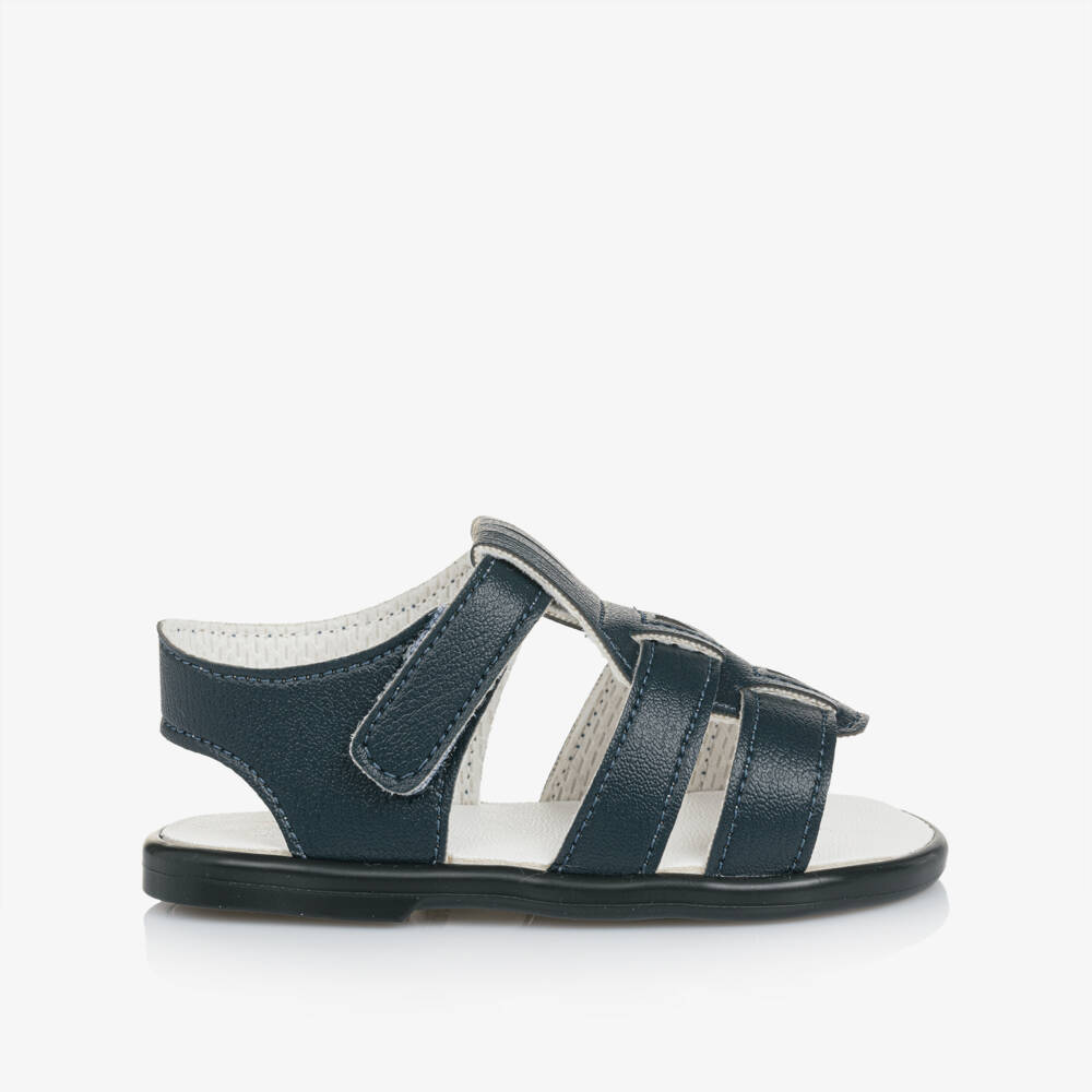 Early Days-Navy Blue Faux Leather First-Walker Sandals | Childrensalon
