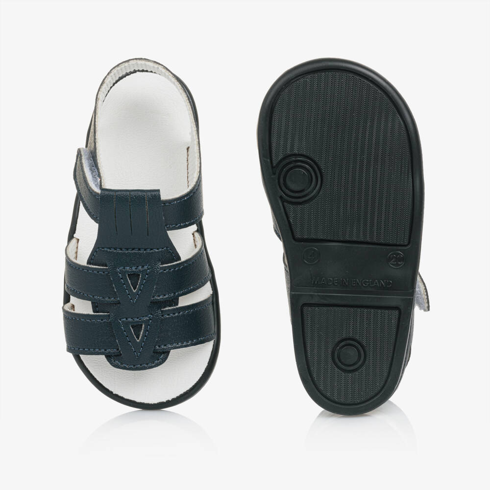 Early Days-Navy Blue Faux Leather First-Walker Sandals | Childrensalon