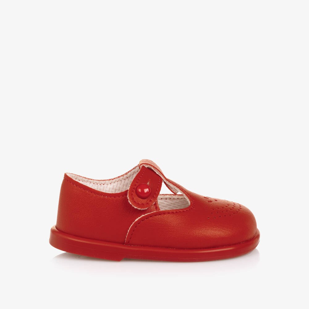 Early Days-حذاء بسيّر لمرحلة بدء المشي لون أحمر | Childrensalon