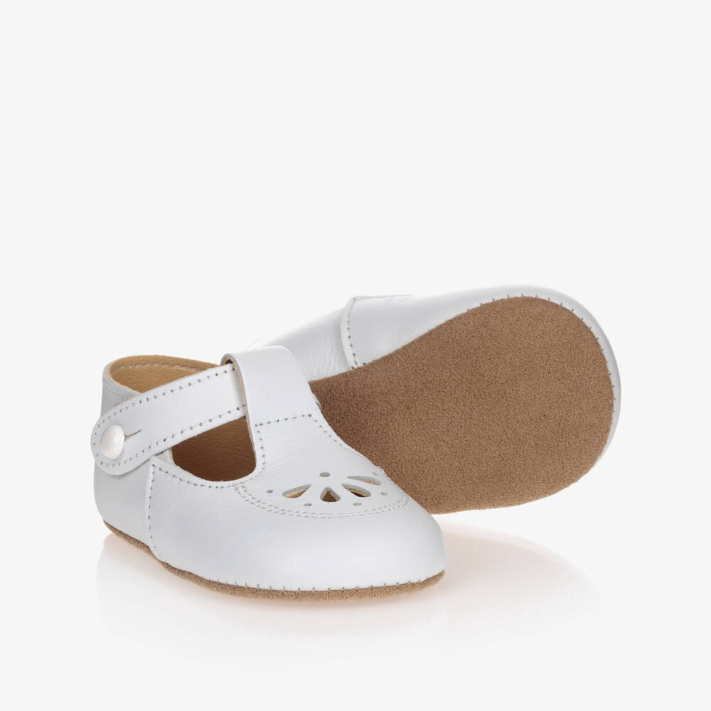 Early Days-Белые кожаные пинетки | Childrensalon