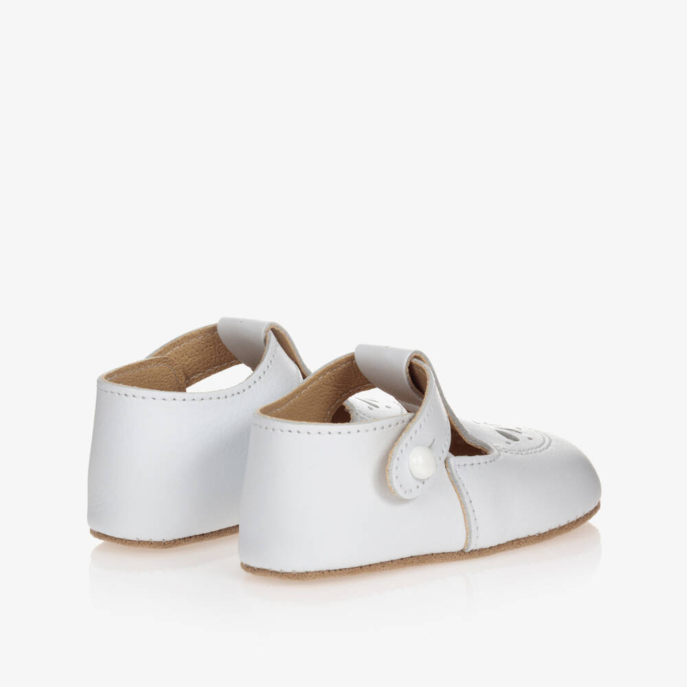 Early Days-White Cut-Out Leather Pre-Walker Shoes | Childrensalon