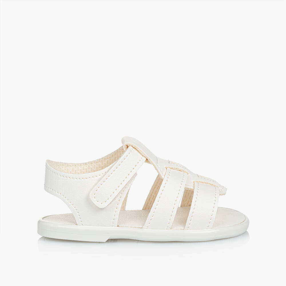 Early Days-White Faux Leather First-Walker Sandals | Childrensalon