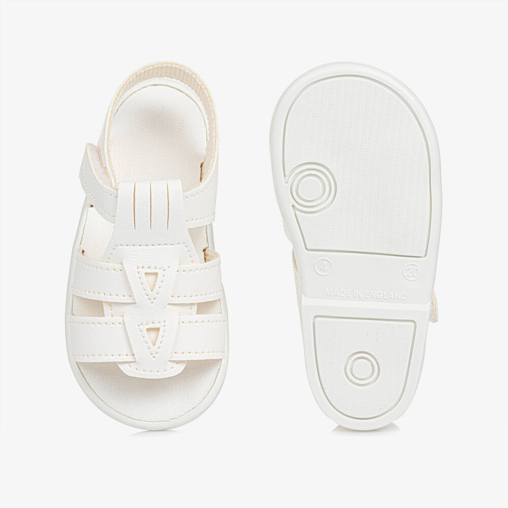 Early Days-White Faux Leather First-Walker Sandals | Childrensalon