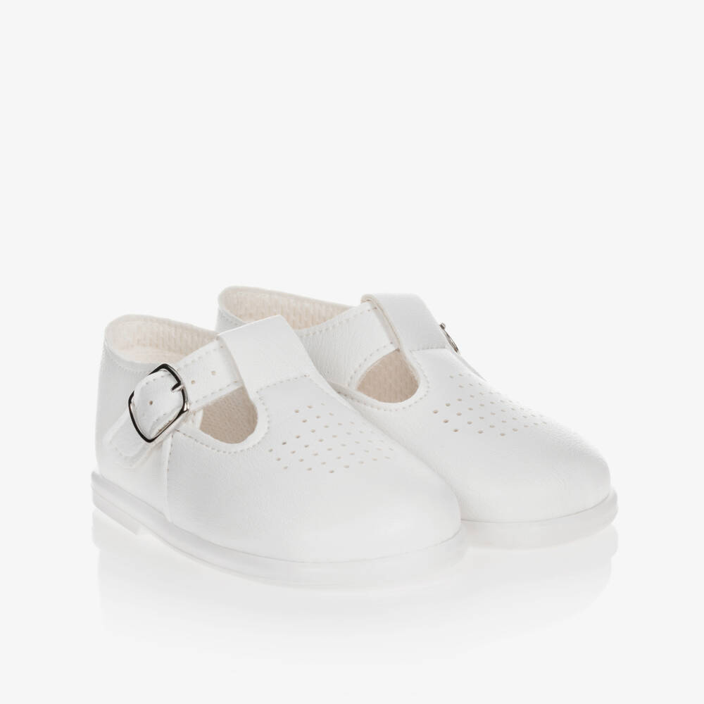 Early Days-White First Walker Bar Shoes | Childrensalon