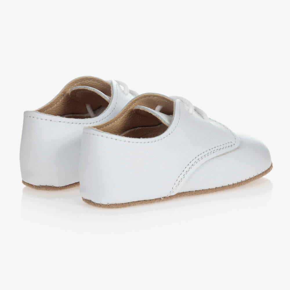 Early Days-White Leather Lace-Up Pre-Walker Shoes | Childrensalon