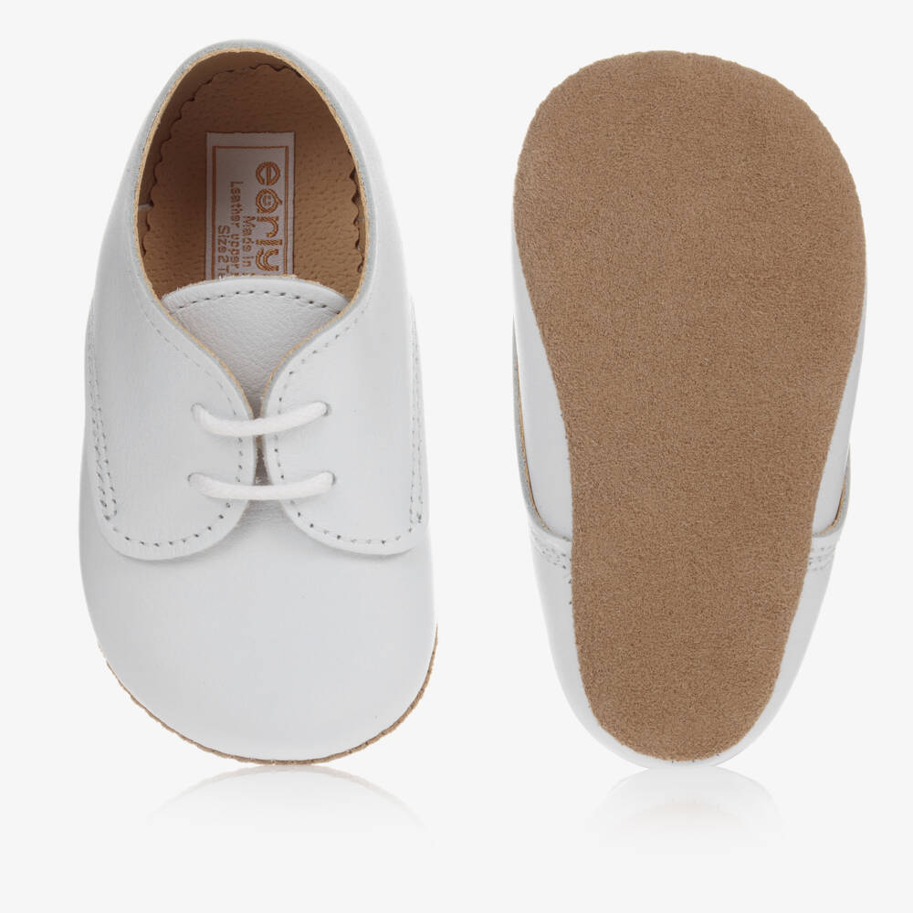 Early Days-White Leather Lace-Up Pre-Walker Shoes | Childrensalon