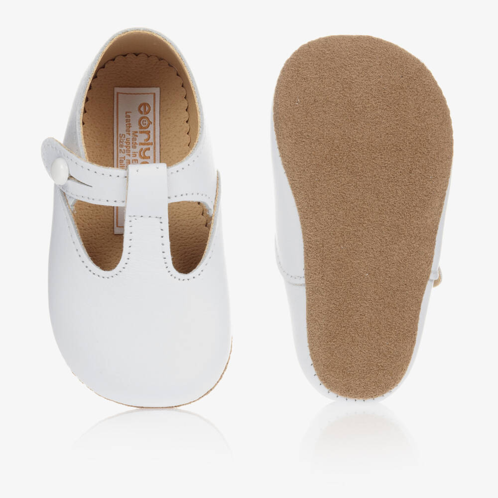 Early Days-White Leather Pre-Walker Bar Shoes | Childrensalon