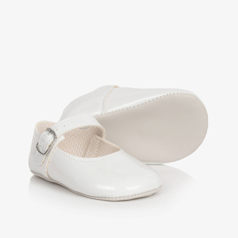 Early Days-White Patent Faux Leather Pre-Walker Shoes  | Childrensalon
