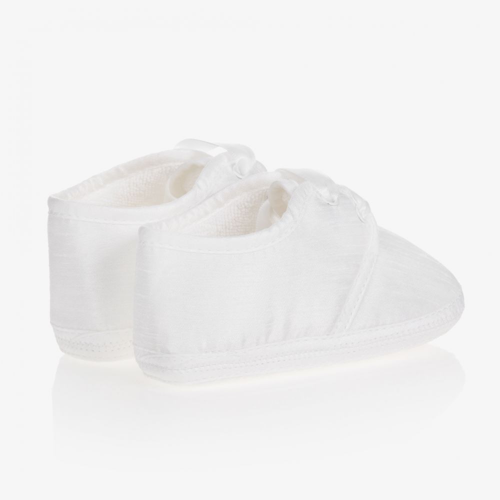 Early Days-White Silk Pre-Walker Shoes | Childrensalon