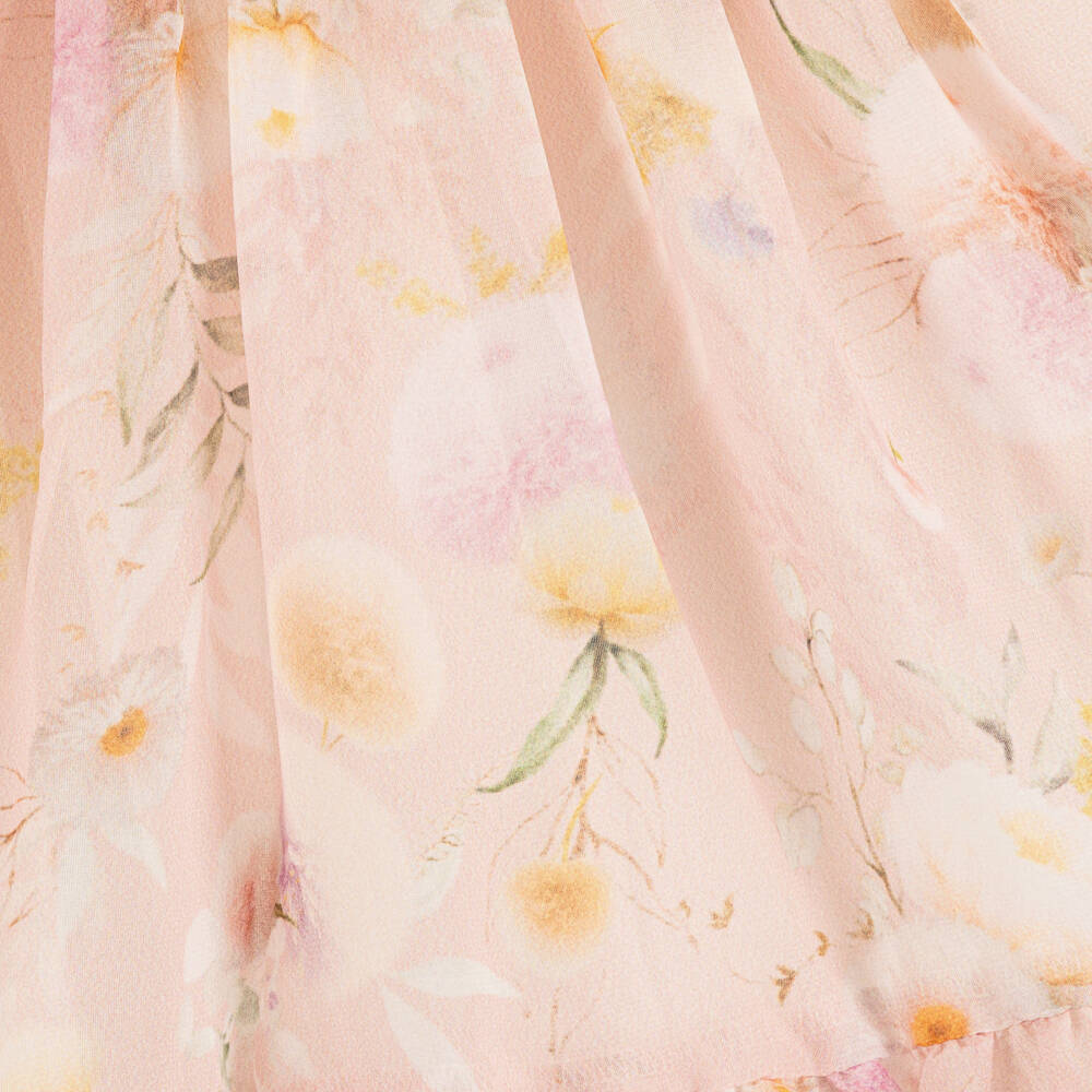 EIRENE-Платье розовое шифоновое с цветами для малышек  | Childrensalon