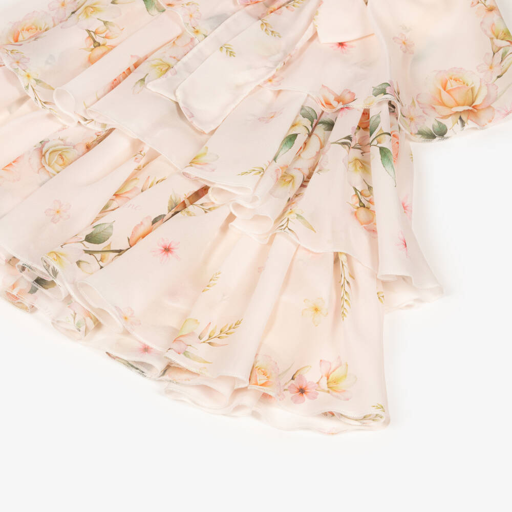 EIRENE-Baby Girls Ivory Chiffon Layered Dress with Floral Print | Childrensalon