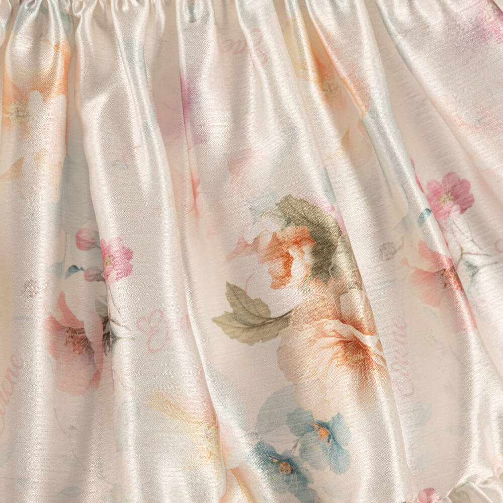 EIRENE-Baby Girls Ivory Floral Satin Dress | Childrensalon