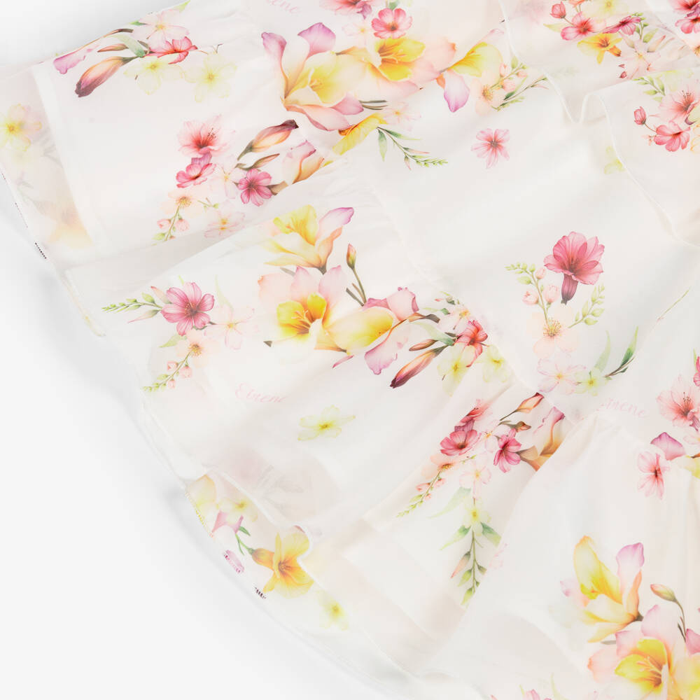 EIRENE-فستان شيفون بطبعة ورود لون عاجي للبنات الرضع | Childrensalon