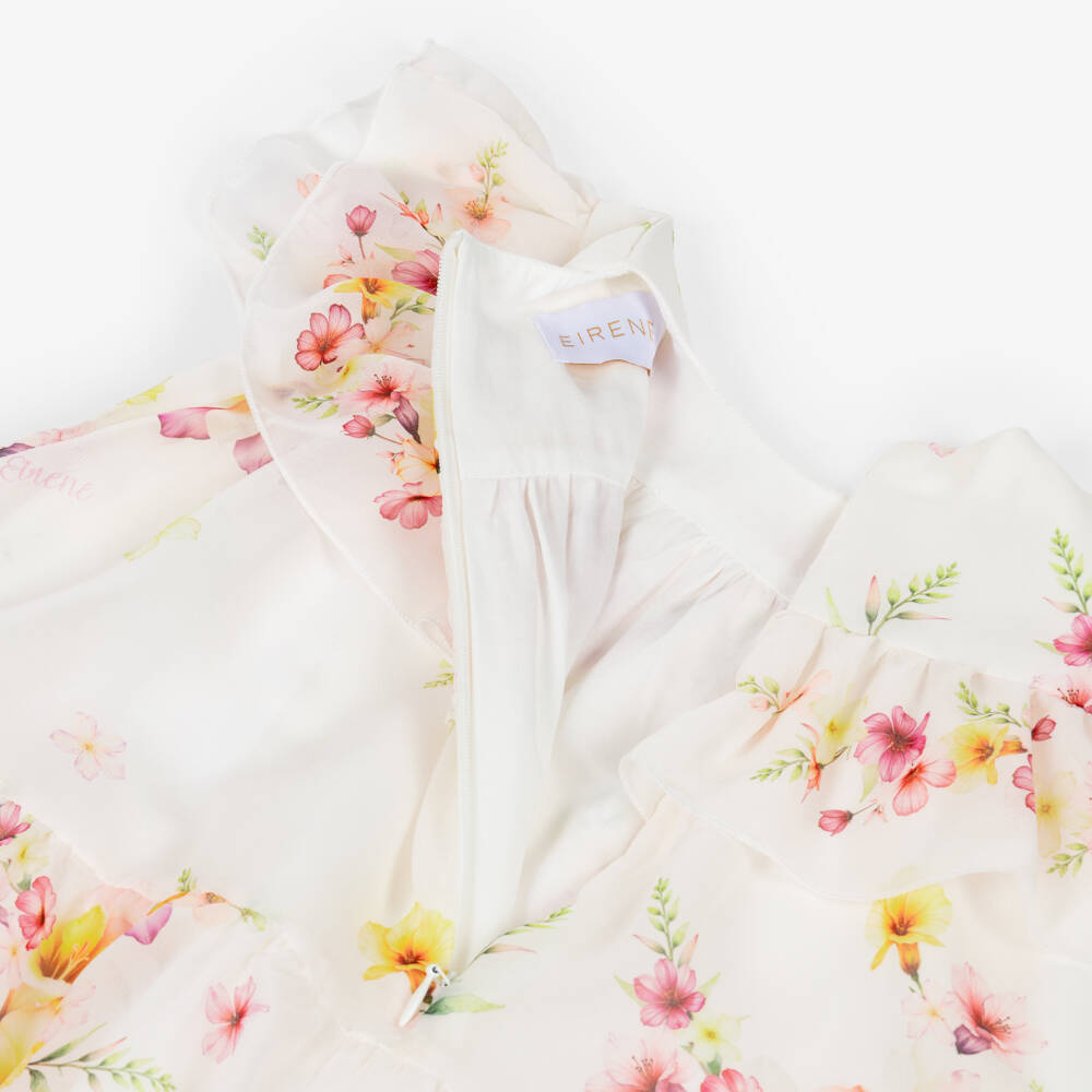 EIRENE-فستان شيفون بطبعة ورود لون عاجي للبنات الرضع | Childrensalon