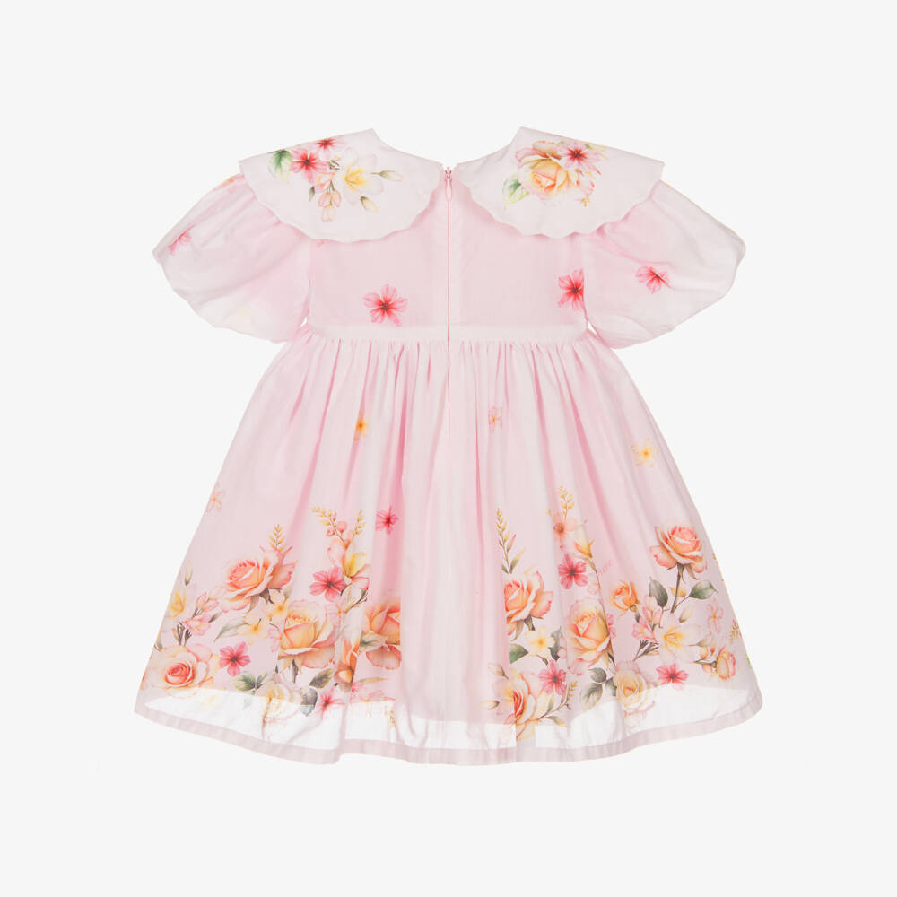 EIRENE-Baby Girls Pale Pink Cotton Floral Dress | Childrensalon