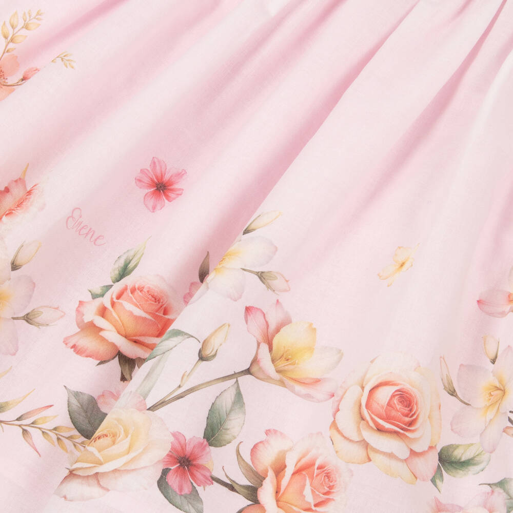 EIRENE-Baby Girls Pale Pink Cotton Floral Dress | Childrensalon