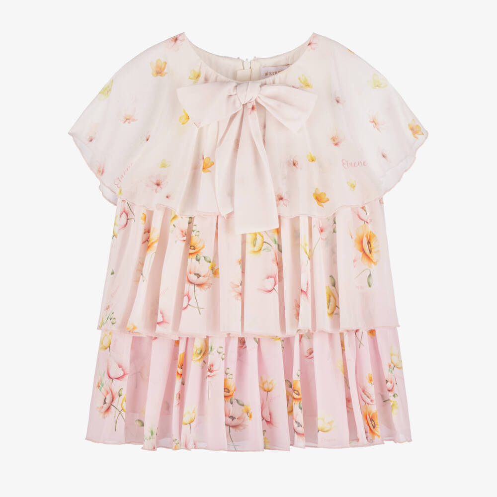 EIRENE-Baby Girls Pink Floral Chiffon Dress | Childrensalon