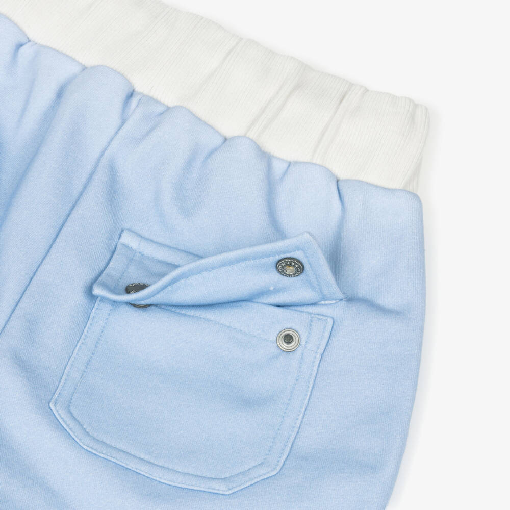 EIRENE-Boys Blue Cotton Jersey Sailboat Print Shorts | Childrensalon