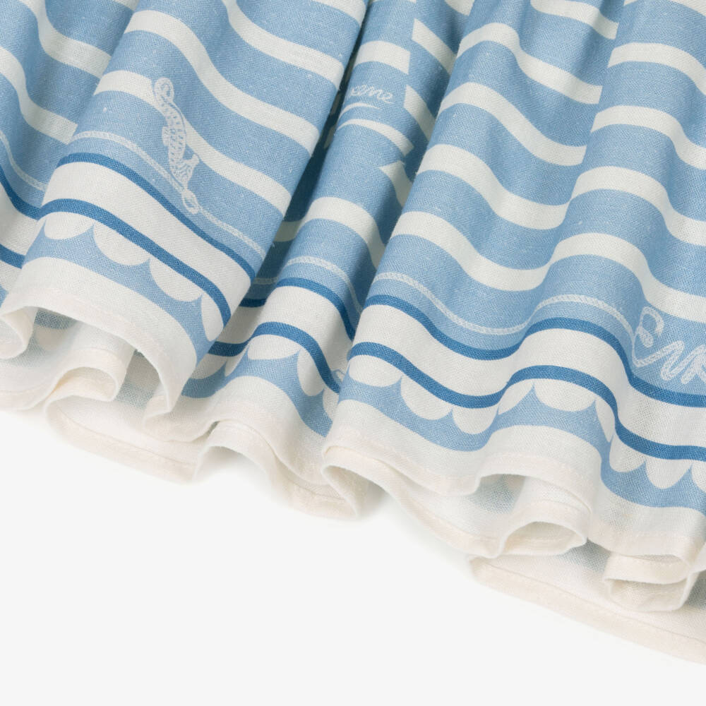 EIRENE-فستان مقلم بتصميم بحري لون أزرق وأبيض للبنات | Childrensalon