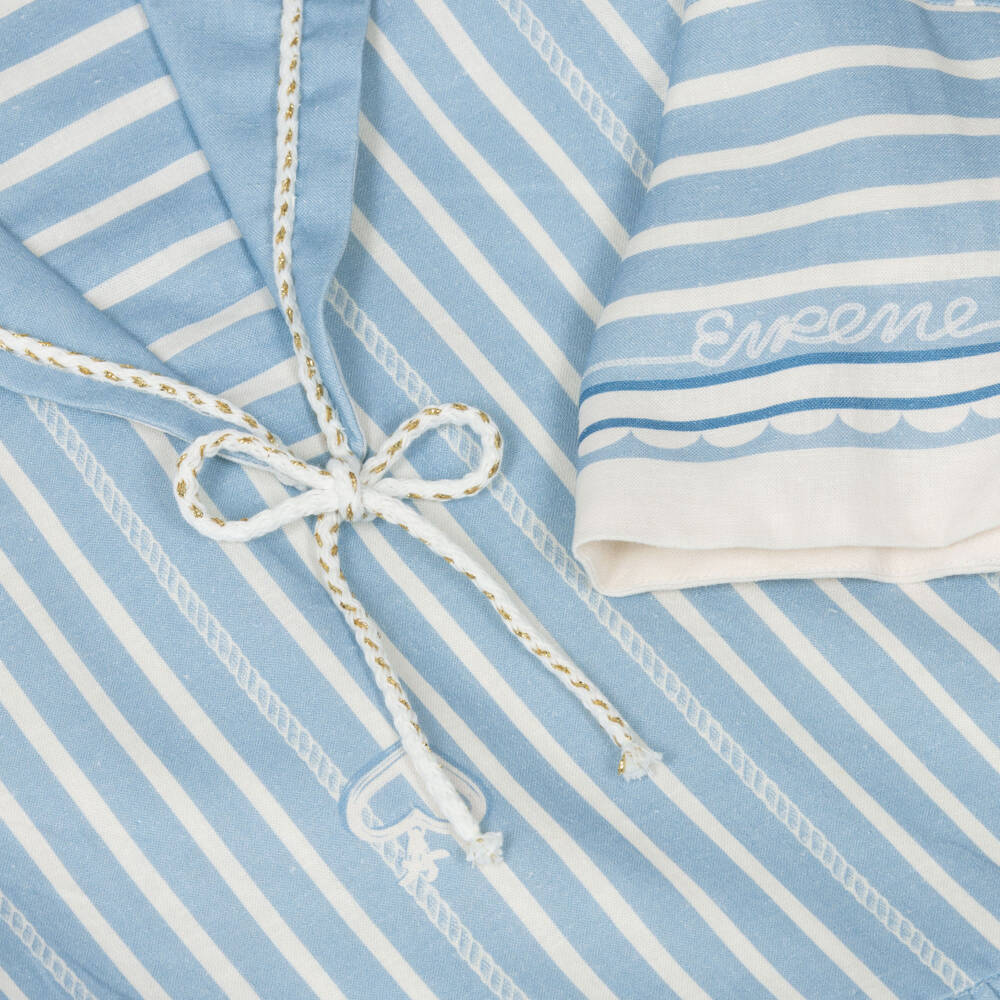 EIRENE-فستان مقلم بتصميم بحري لون أزرق وأبيض للبنات | Childrensalon