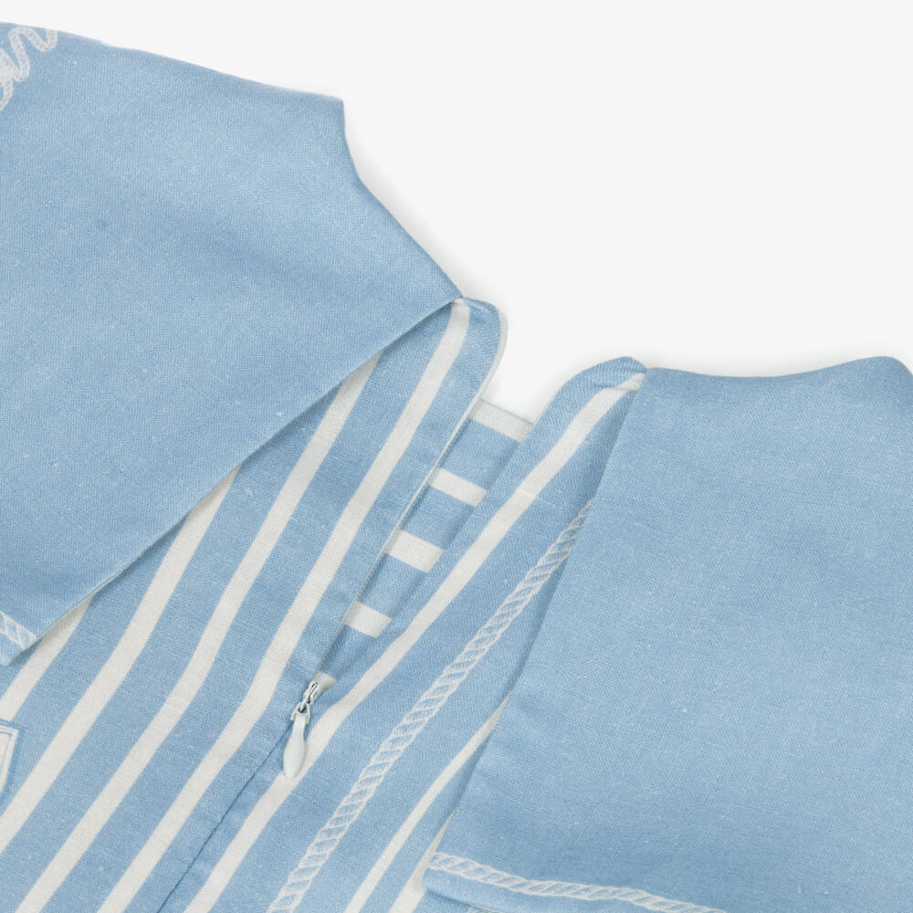 EIRENE-فستان مقلم بتصميم بحري لون أزرق وأبيض للبنات | Childrensalon