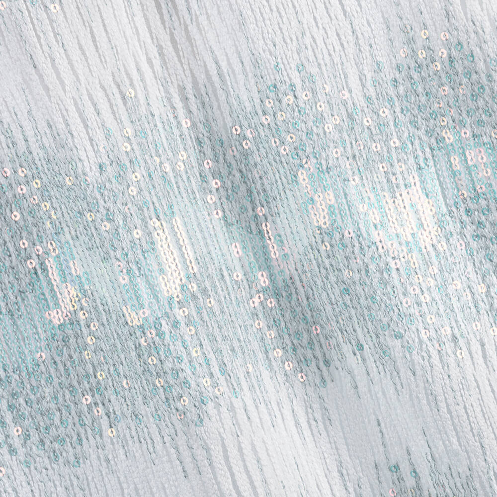 EIRENE-Girls Blue Zigzag Dress with Iridescent Sequins | Childrensalon