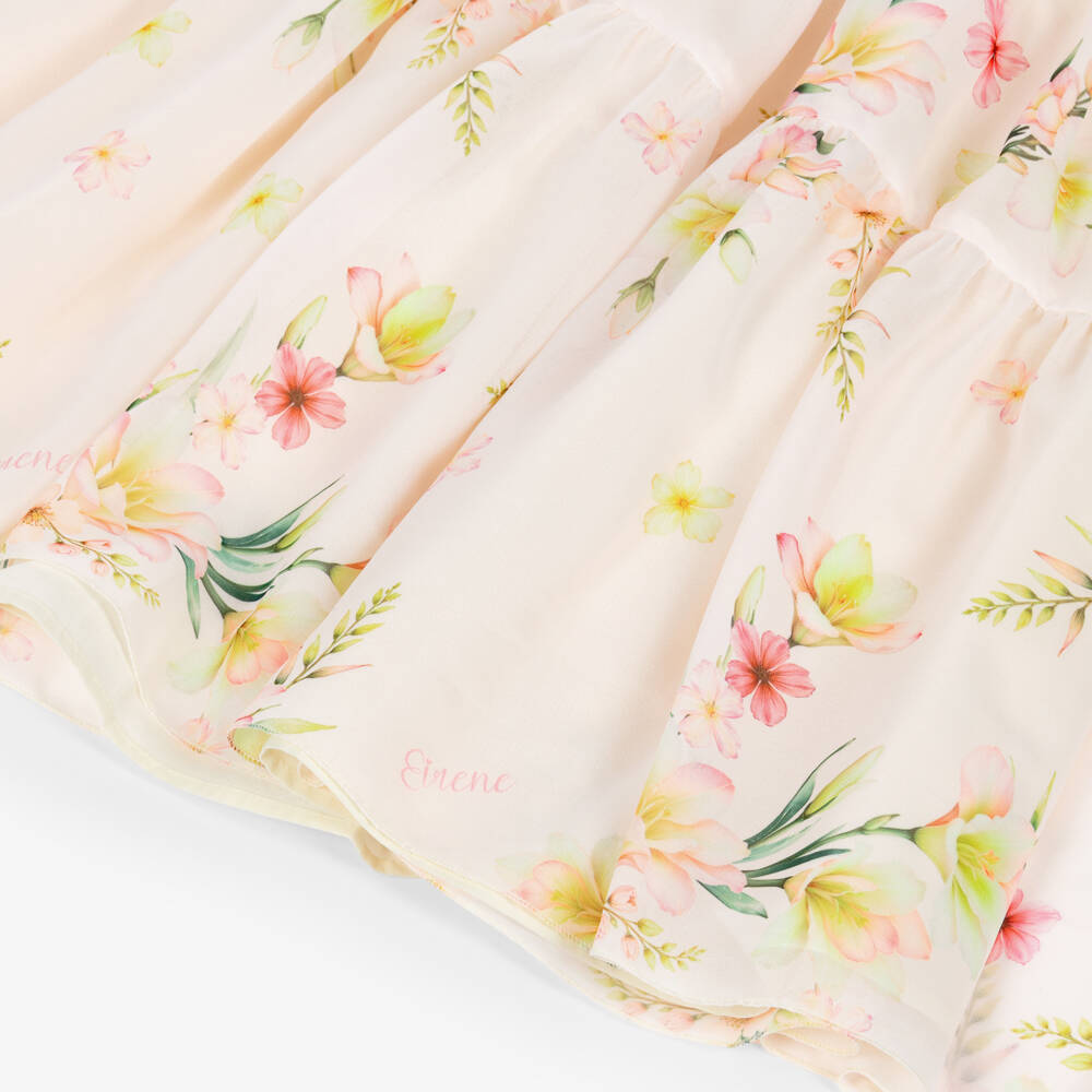 EIRENE-Girls Blush Pink Floral Chiffon Midi Dress | Childrensalon