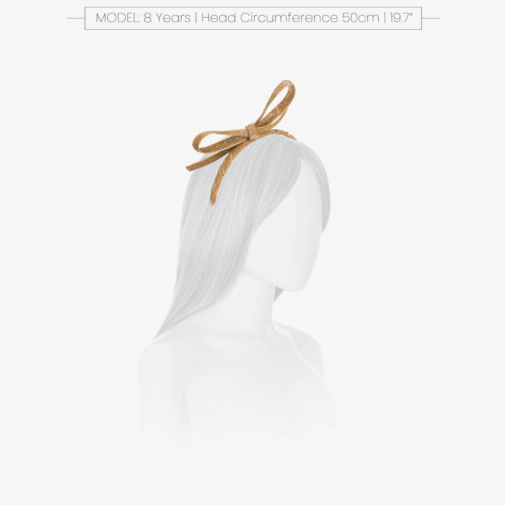 EIRENE-Girls Glittery Gold Bow Hairband | Childrensalon