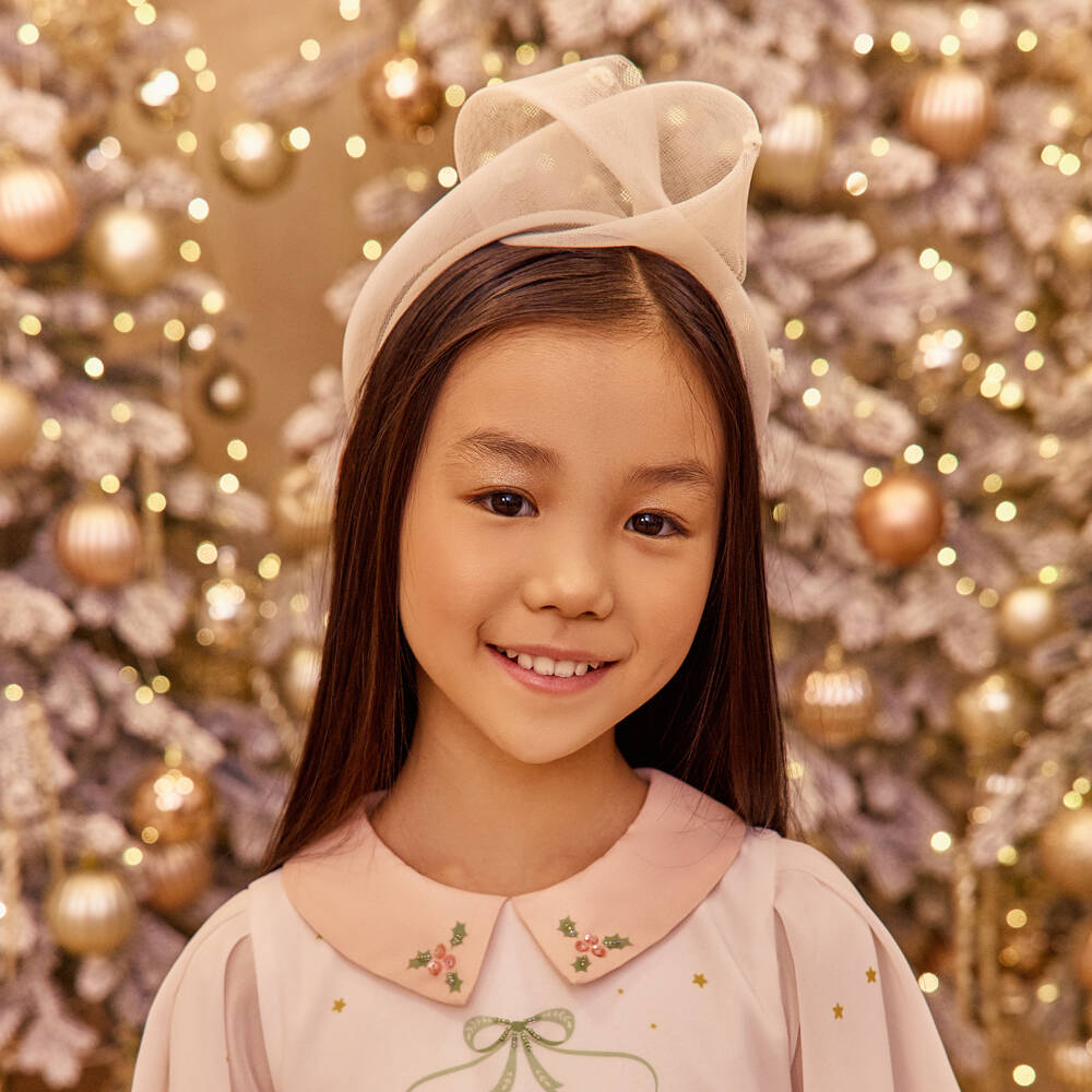 EIRENE-Ободок кремовый из тюля с бантом для девочек | Childrensalon