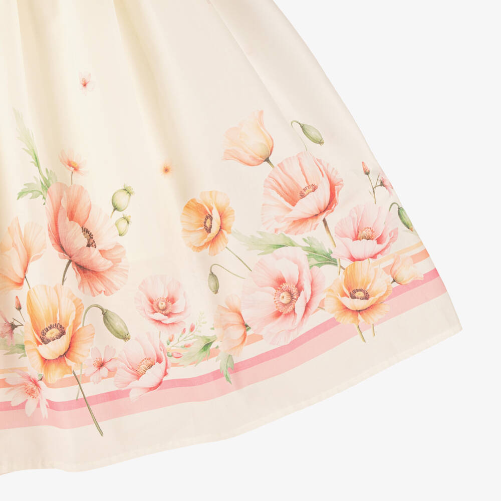 EIRENE-Girls Ivory Cotton Floral Print Dress | Childrensalon